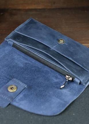 Кожаный кошелек, клатч "баттерфляй 2", кожа crazy horse, цвет синий3 фото