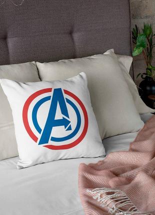 Подушка декоративна з дитячим оригінальним принтом "avengers . iron man captain america logo marvel2 фото