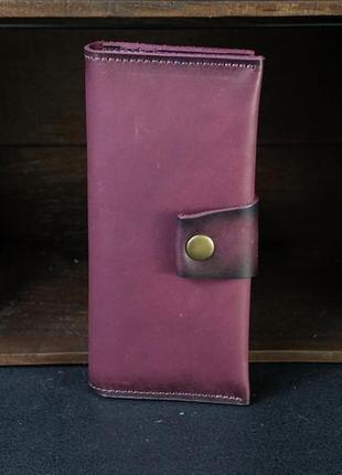 Шкіряний гаманець berty 20см, шкіра італійський краст, колір бордо1 фото
