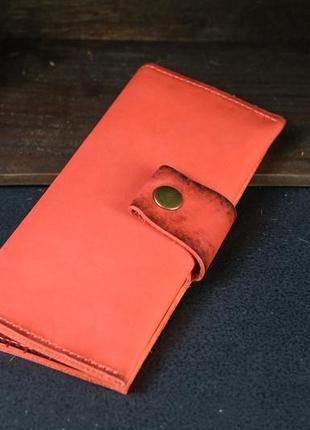 Кожаный кошелек berty 20см, кожа итальянский краст, цвет красный2 фото