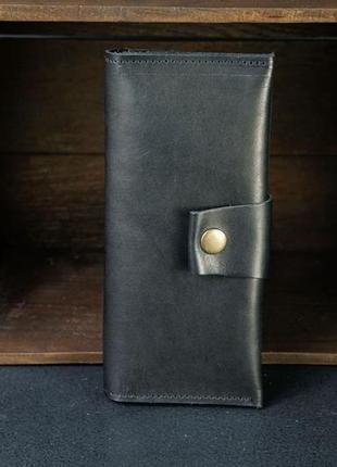 Кожаный кошелек berty 20см, кожа итальянский краст, цвет черный1 фото