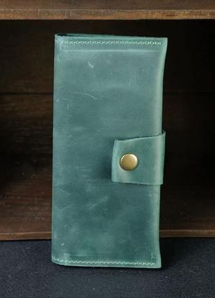 Кожаный кошелек berty 20см, кожа crazy horse, цвет зеленый1 фото