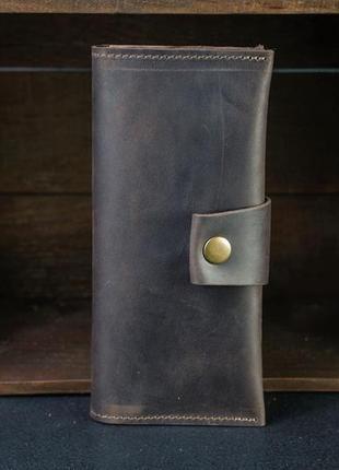Кожаный кошелек berty 20см, кожа crazy horse, цвет шоколад1 фото