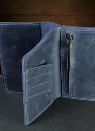 Кожаный кошелек нова, кожа crazy horse, цвет синий3 фото