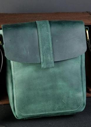 Чоловіча шкіряна сумка "вільям",  вінтажна шкіра, колір зелений2 фото