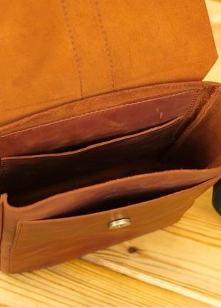 Мужская кожаная сумка "уильям", винтажная кожа, цвет коньяк6 фото