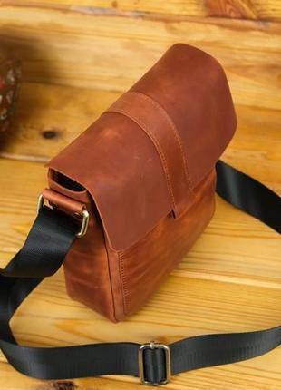 Мужская кожаная сумка "уильям", винтажная кожа, цвет коньяк3 фото