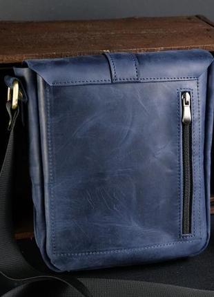 Чоловіча шкіряна сумка "вільям",  вінтажна шкіра, колір синій3 фото