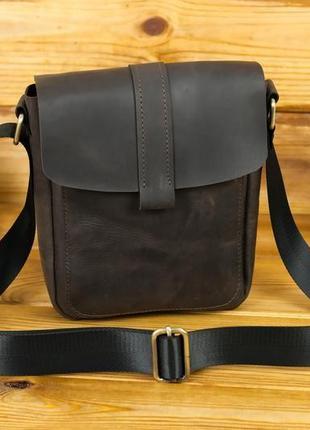 Мужская кожаная сумка "уильям", винтажная кожа, цвет шоколад2 фото