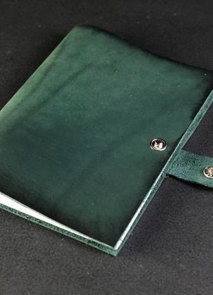 Блокнот в кожаной обложке формата а5, натуральная кожа итальянский краст, цвет зеленый3 фото