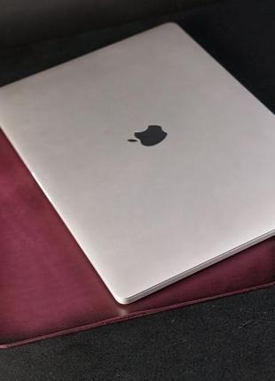 Шкіряний чохол для macbook дизайн №1, шкіра італійський краст, колір бордо1 фото