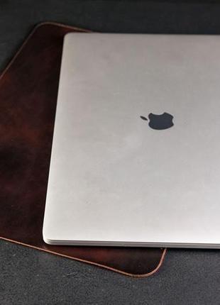 Кожаный чехол для macbook дизайн №1, кожа итальянский краст, цвет вишня2 фото