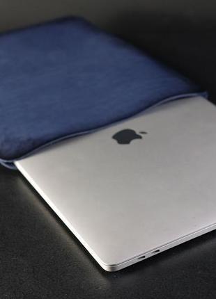 Кожаный чехол для macbook дизайн №1, кожа итальянский краст, цвет синий2 фото