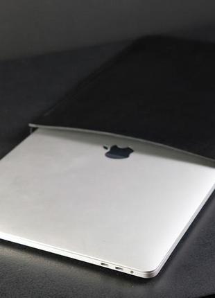 Шкіряний чохол для macbook дизайн №1, шкіра італійський краст, колір чорний2 фото