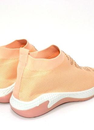 Персикові трикотажні кросівки-шкарпетки персиковий8 фото