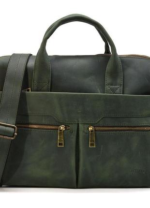 Чоловіча шкіряна зелена сумка re-7122-3md tarwa2 фото