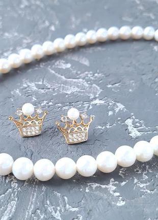 Весільний чи святковий комплект з натуральних перлів "корона"