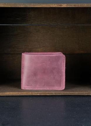 Класичне портмоне з монетницею, шкіряний гаманець, шкіра crazy horse, колір бордо
