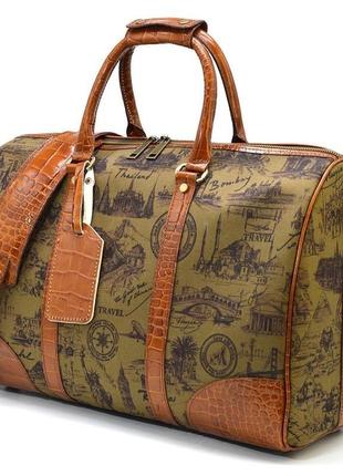 Стильна дорожня сумка з кордури та шкіри кроко corh-7077-4lx бренду tarwa5 фото