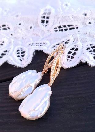 Браслет та сережки з натуральних перлів і перлин кейші3 фото