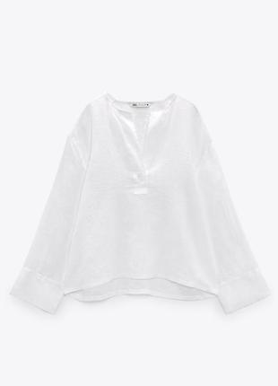 100% льняная рубашка zara new блуза блузка5 фото