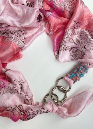 Шовкова хустка "рожевий фламінго" від my scarf2 фото