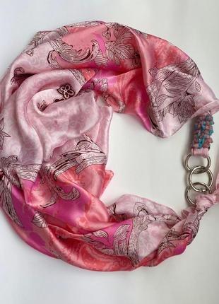 Шовкова хустка "рожевий фламінго" від my scarf1 фото