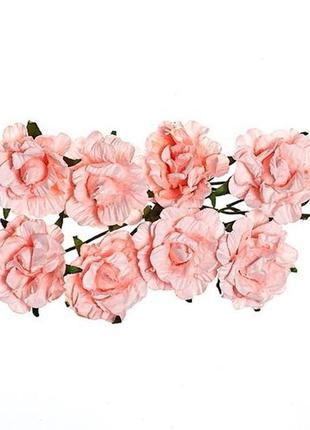 Цветочки бумажные розы 8 шт, розовые1 фото