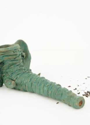 Трубка курильна колекційна аксесуар для куріння зелений слоник2 фото