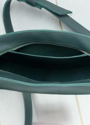 Кожаная женская сумочка фуксия, кожа grand, цвет зеленый6 фото