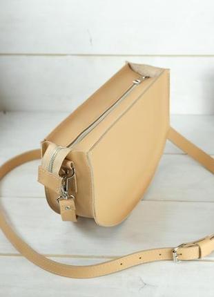 Кожаная женская сумочка фуксия, кожа grand, цвет бежевый3 фото
