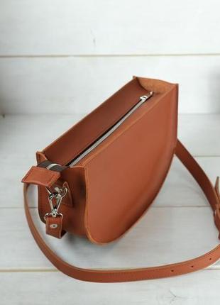 Кожаная женская сумочка фуксия, кожа grand, цвет коньяк3 фото