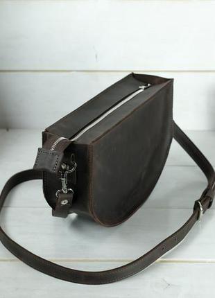 Шкіряна жіноча сумочка фуксія, вінтажна шкіра, колір шоколад3 фото