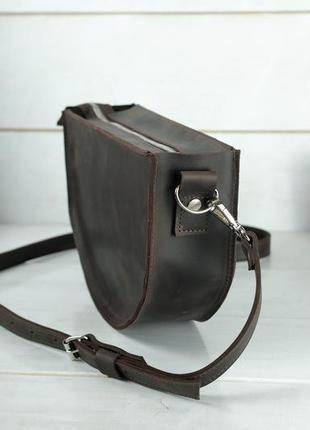 Шкіряна жіноча сумочка фуксія, вінтажна шкіра, колір шоколад4 фото