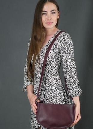 Шкіряна жіноча сумочка фуксія, шкіра італійський краст, колір бордо2 фото