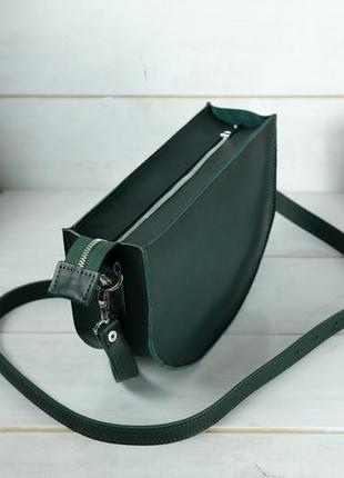 Шкіряна жіноча сумочка фуксія, шкіра італійський краст, колір зелений3 фото