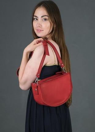 Шкіряна жіноча сумочка фуксія, шкіра італійський краст, колір червоний1 фото