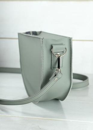 Кожаная женская сумочка фуксия, кожа grand, цвет серый4 фото