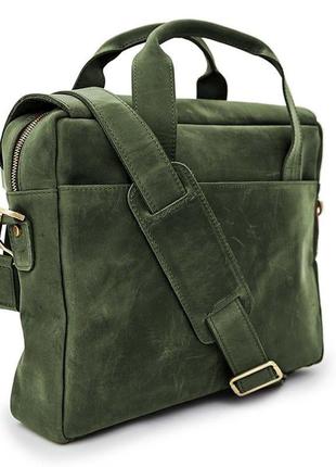 Чоловіча сумка-портфель із натуральної шкіри зелена re-1812-4lx tarwa4 фото