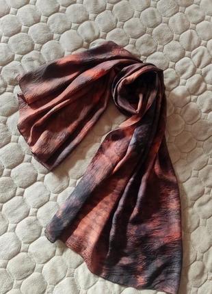 Женский шелковый платок палантин 86*172 см, шелковый платок шарф огненный herondesignstudio1 фото