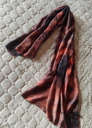 Женский шелковый платок палантин 86*172 см, шелковый платок шарф огненный herondesignstudio2 фото