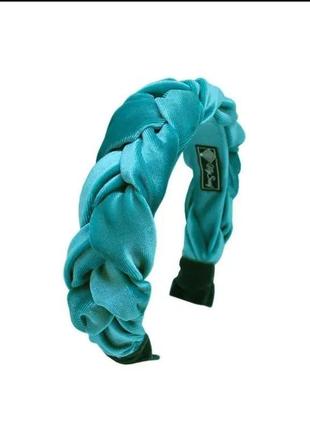 Бархатный обруч косичка ,,голубая бирюза,,от украинского бренда my scarf4 фото