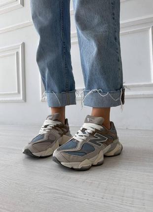 Кросівки жіночі / чоловічі сині / коричневі замшеві new balance 9060 brown blue