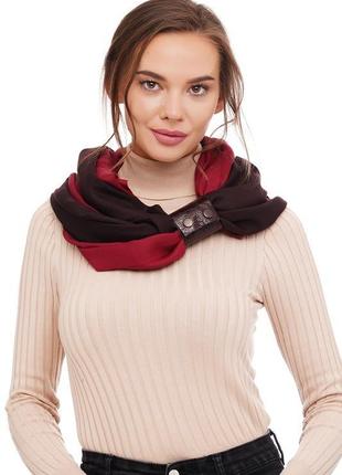 Кашемировый бордовый  шарф "милан", шарф снуд, шарф бактус, большой женский шарф