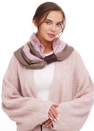 Кашемировый шарф розовый  капучино "милан", шарф снуд, зимний женский шарф, большой женский шарф