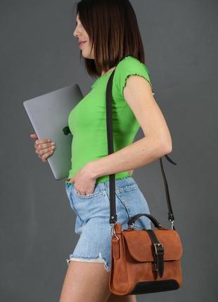 Женская сумочка марта, винтажная кожа, цвет коньяк1 фото