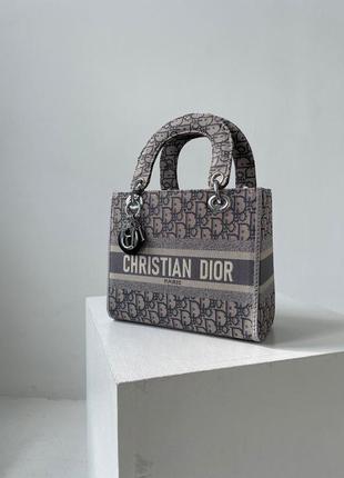 Сумка женская в стиле christian dior lady d-lite grey1 фото