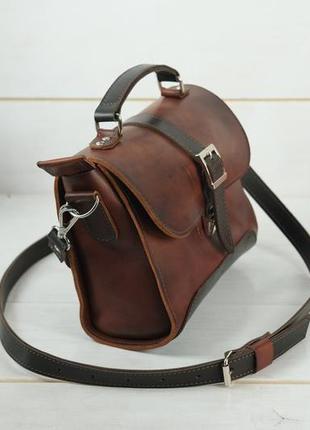 Жіноча сумочка марта, шкіра італійський краст, колір вишня3 фото