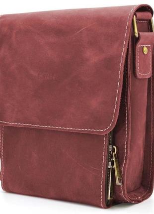 Шкіряна сумка-планшет через плече rw-3027-4lx бренду tarwa марсала1 фото