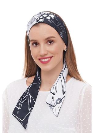 Лента твилли + резинка, шарфик-галстук "чорное и белое", шарф-лента my scarf4 фото